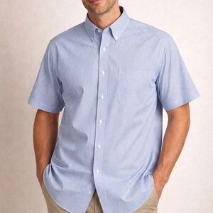 Croft And Barrow‎ Men's Button Down Shirt Blue And White 2XL